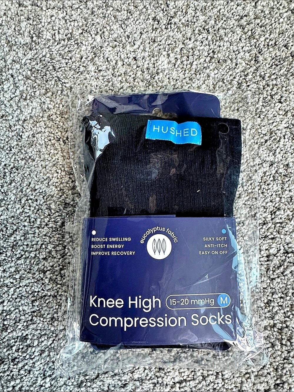 HUSHED Knee High Compression Socks Black Medium